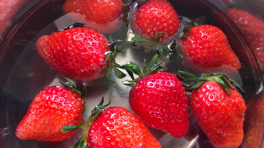 strawberries in water