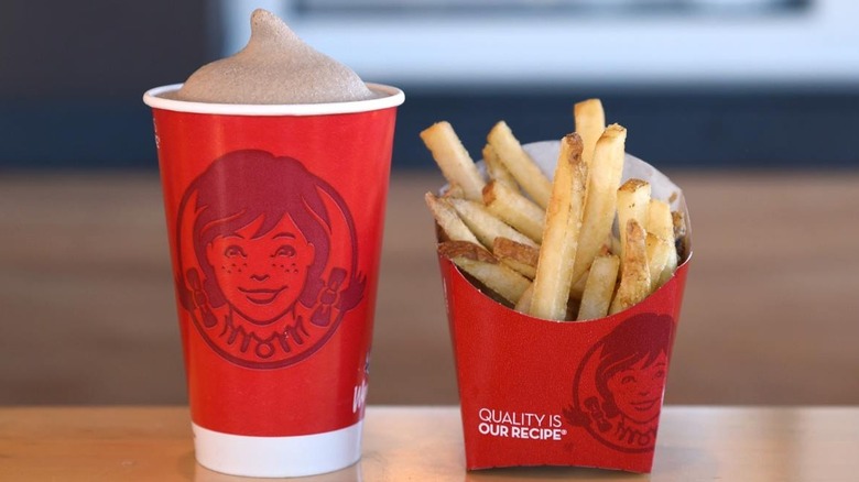 Wendy's chocolate frosty and french fries