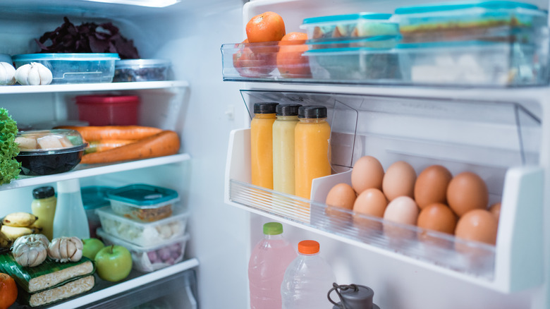 open refrigerator with food