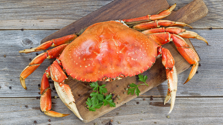 crab on chopping board