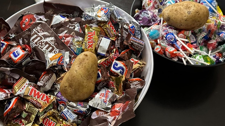 Halloween candy with a potato