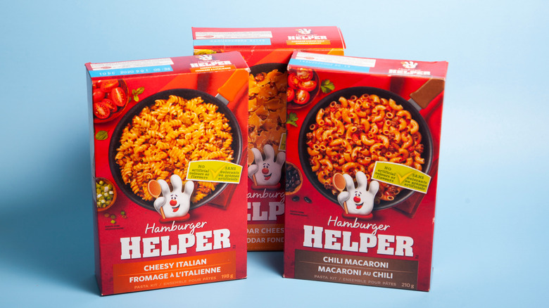 boxes of hamburger helper flavors