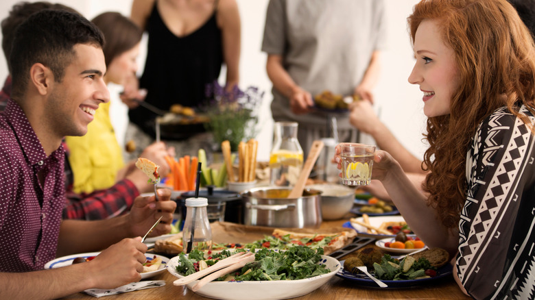 People eating at restaurant