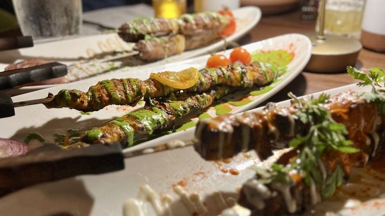 Selection of kabobs on table at Anixi