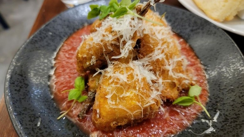 Fried squash blossoms at Foglia