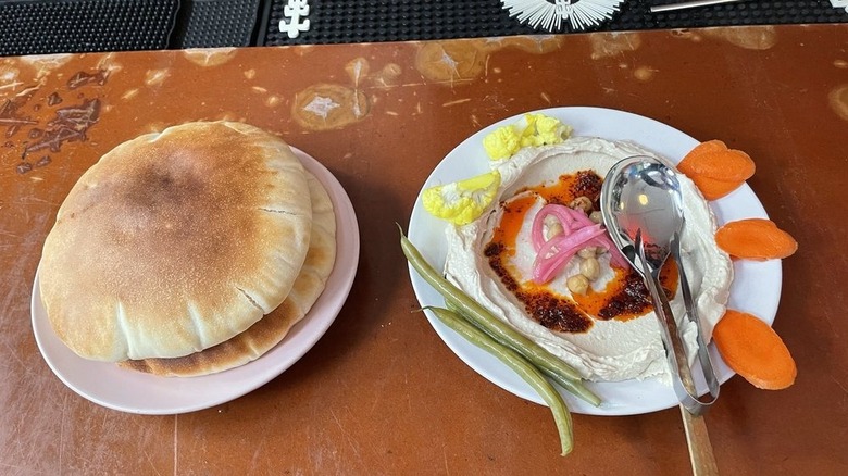 Hummus and pita from Strange Town
