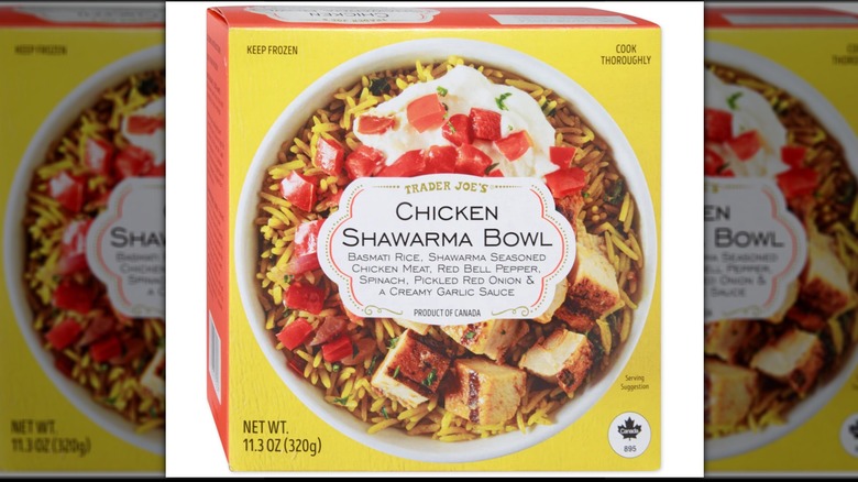 box of Trader Joe's chicken shawarma bowl