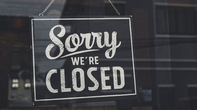 Closed sign in store window