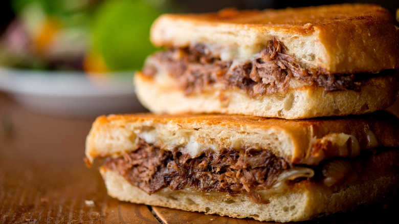 Cuban sandwich on wooden table