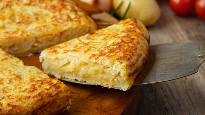 Spanish tortilla slice