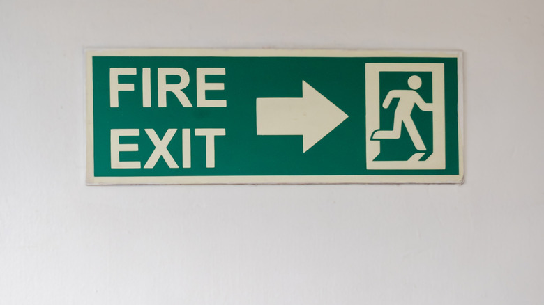 emergency fire exit sign in a building