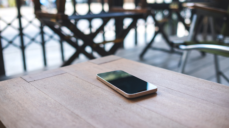 unsecured phone on an outside table