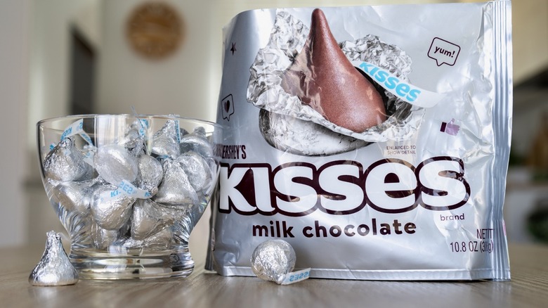 bowl and bag of Hershey's Kisses