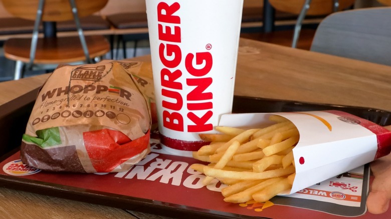 Burger King whopper, fries, and drink