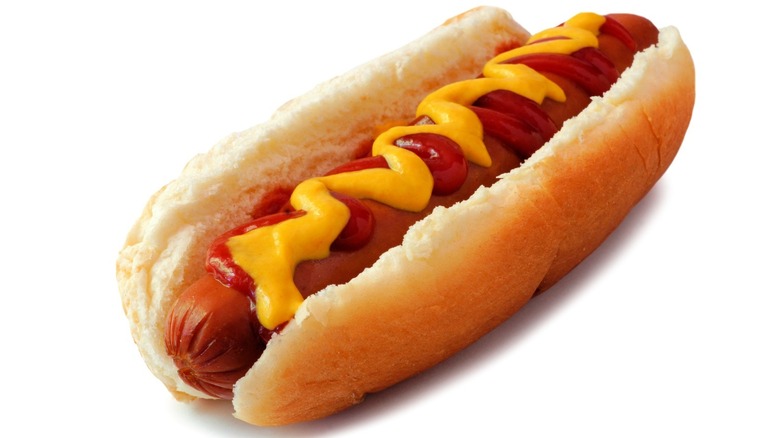 a hot dog on a white background