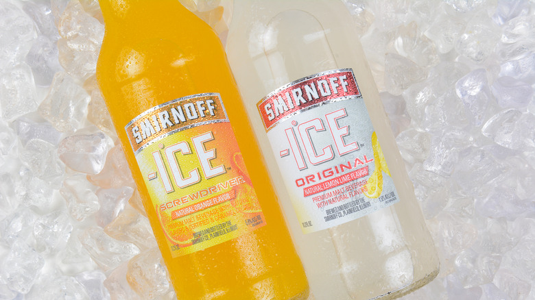 Smirnoff Ice bottles on ice
