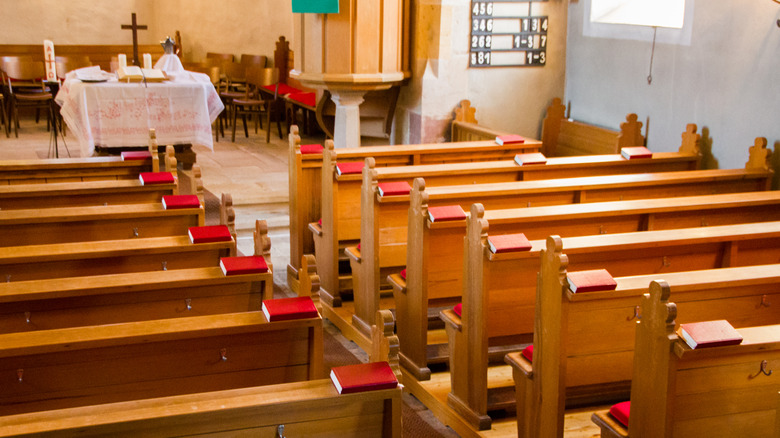 Pews in a church