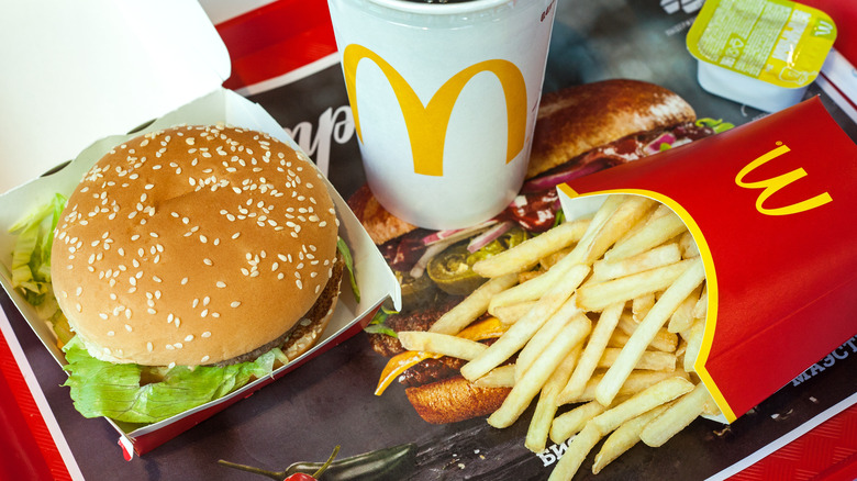 McDonald's food on a red tray