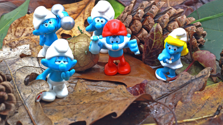 Statues of Smurf characters