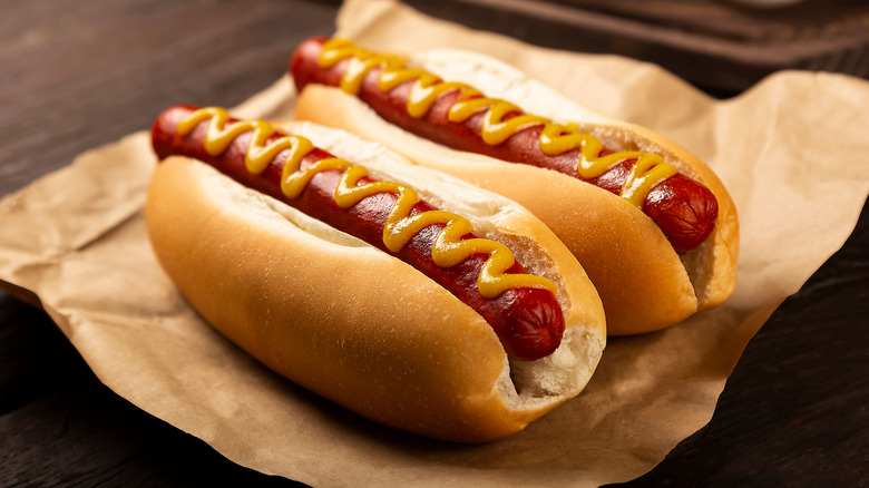 hot dogs with mustard