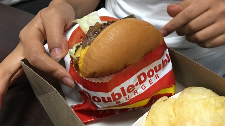 In-N-Out Double-Double Burger in wrapping paper