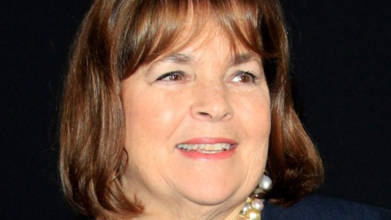 Ina Garten smiles in pearl earrings