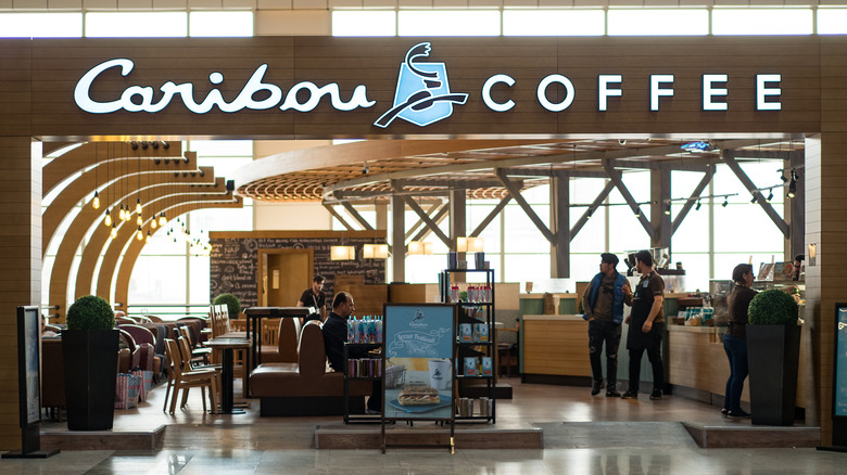 The exterior of a Caribou Coffee outlet