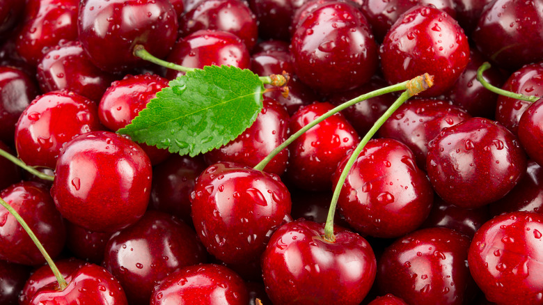 Pile of fresh cherries