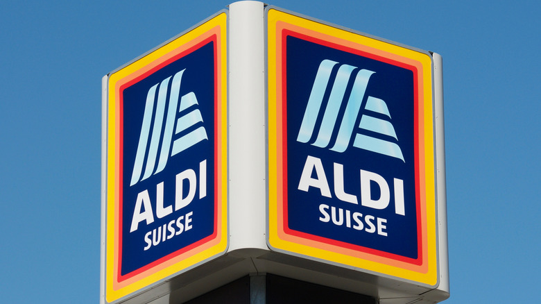 Aldi supermarket logo sign