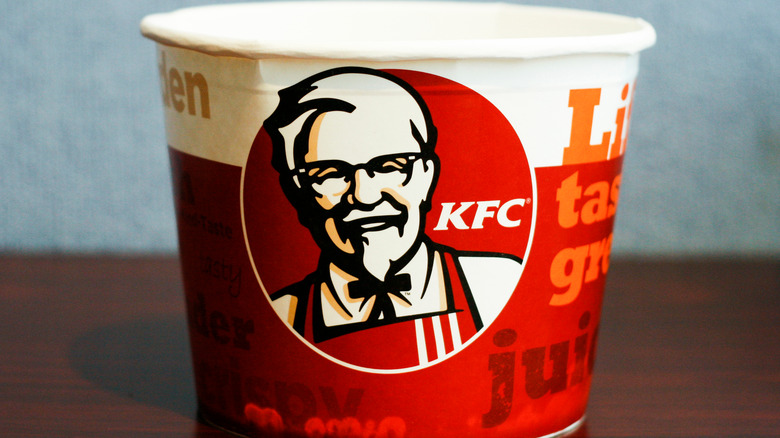 KFC bucket with Colonel Sanders