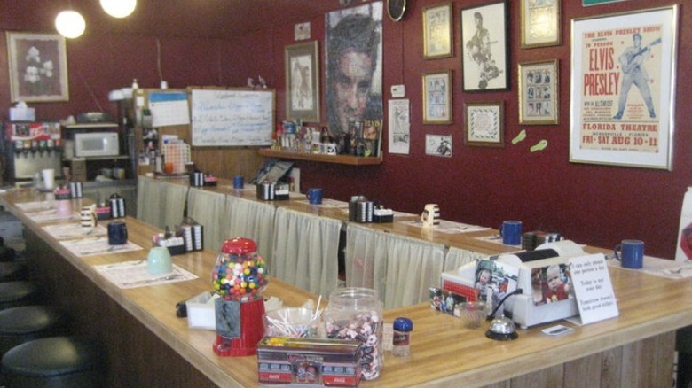 the waffle stop counter with elvis decor