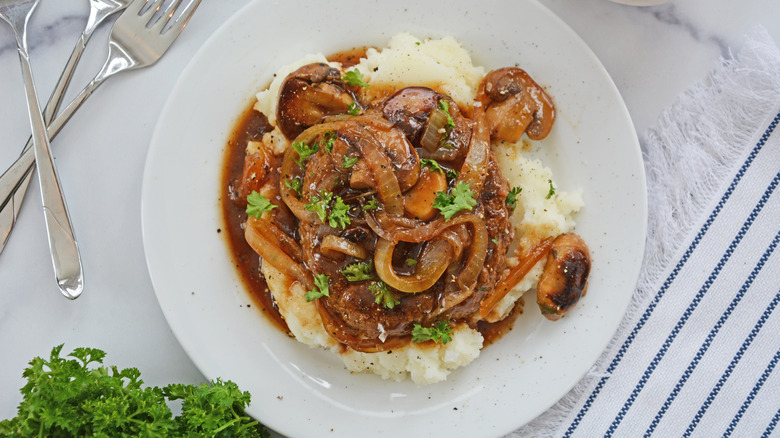 Salisbury steak on plate