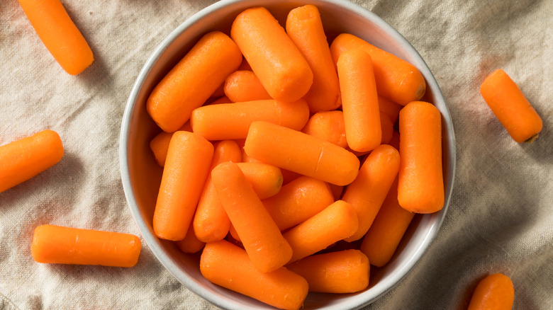 Bowl of fresh baby carrots