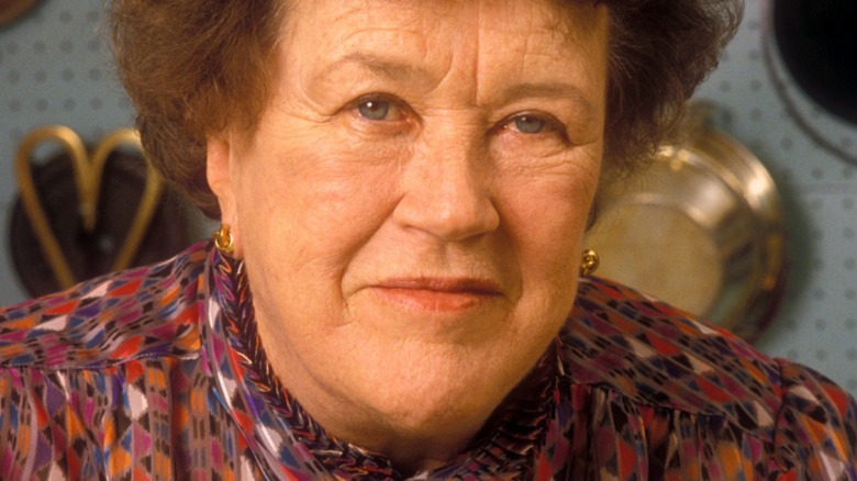 Julia Child wearing multi-colored top