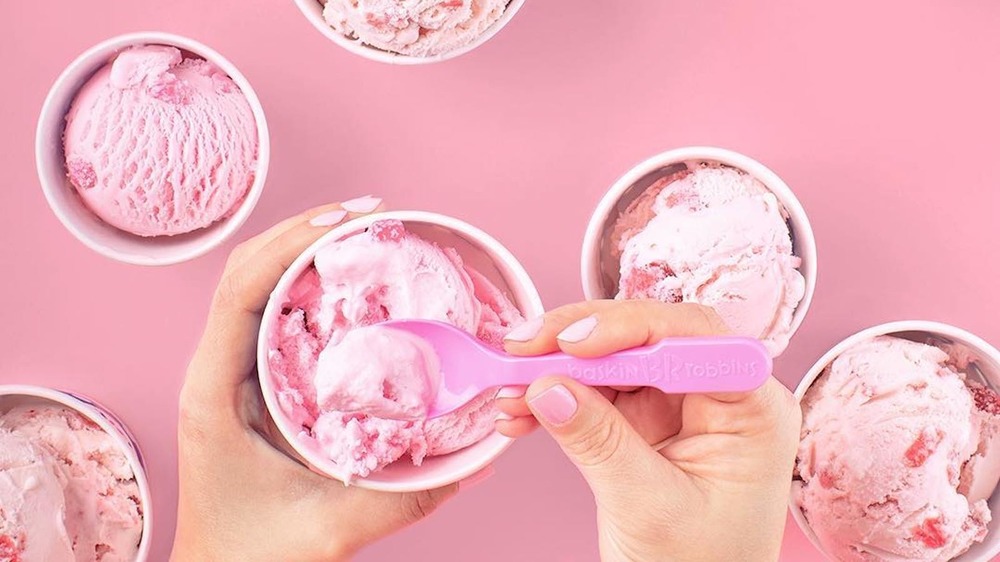 Baskin-Robbins ice cream cups with spoon
