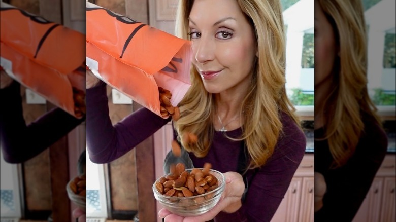 Shereen Pavlides pouring almonds