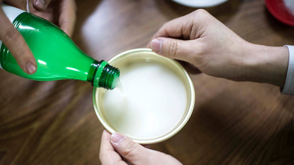 Rice wine being poured