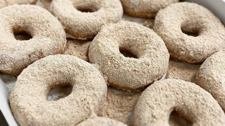 tray of cinnamon caramel donuts