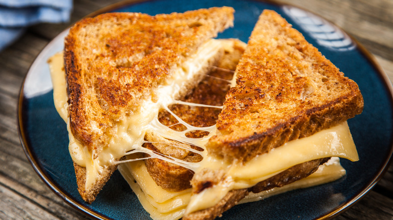 Grilled cheese sandwiches on a plate