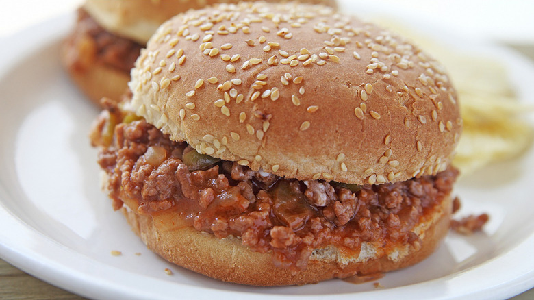 Sloppy joe on a plate