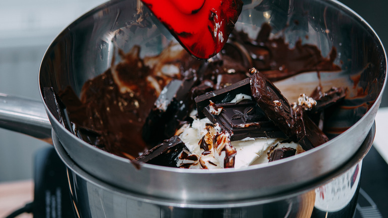 melted chocolate in water bath