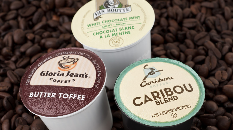 k-cups on coffee beans