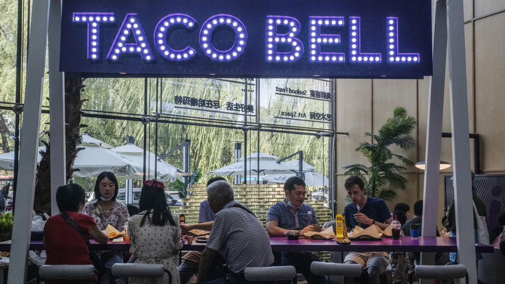 Inside a Taco Bell restaurant