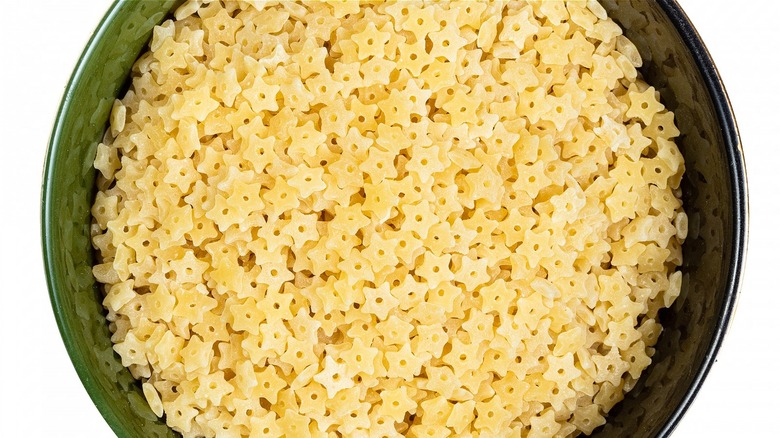 bowl of pastina on a white background