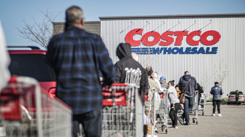 People waiting at a Costco