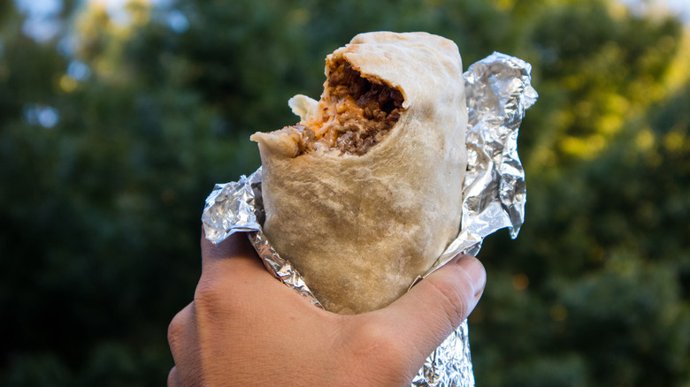 Burrito wrapped in foil