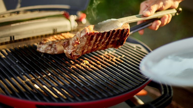 steak on grill