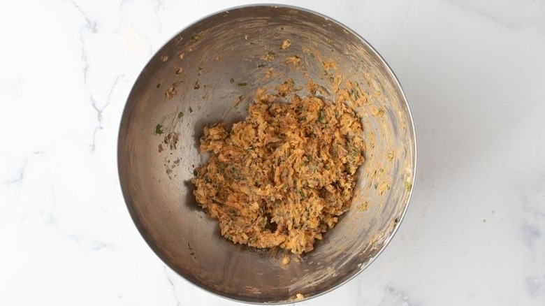 Compound butter mixed up in bowl