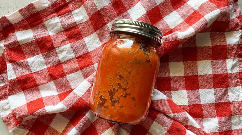 Jar of homemade pizza sauce