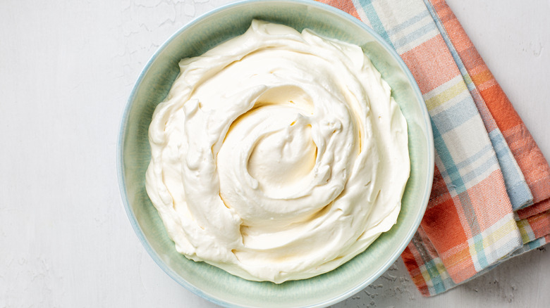 Bowl of whipped ricotta cheese